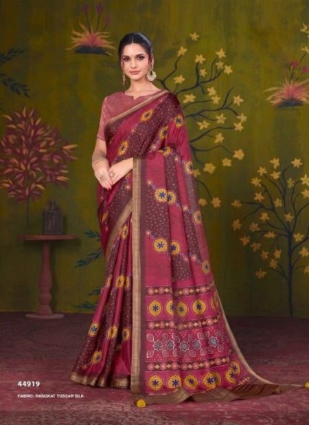 Magenta Pink Colour Norita 44900 Rooh By Mahotsav Tussar Silk Sequence Work Designer Saree 44919
